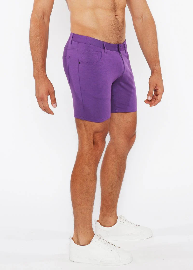 5" Stretch Knit Jean Short (Purple Taro)