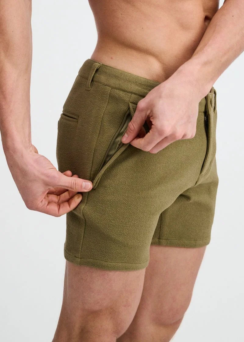 Textured Knit Chino Shorts (Jungle)
