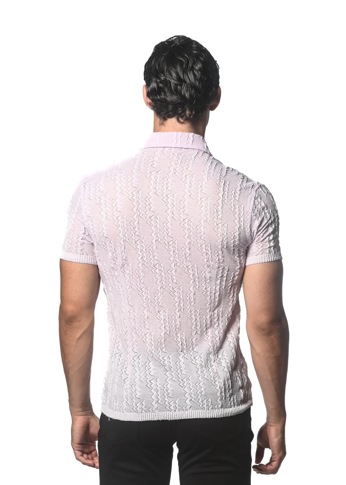 Gossamer Stretch Knit Shirt (Orchid Chevron)