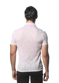 Gossamer Stretch Knit Shirt (Orchid Chevron)