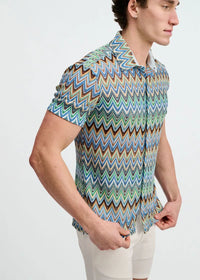 Open Knit Chevron Shirt (Cobalt/Sky)