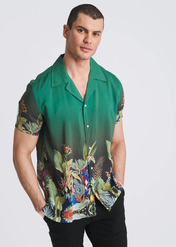 Modal Border Shirt (Emerald Flora)