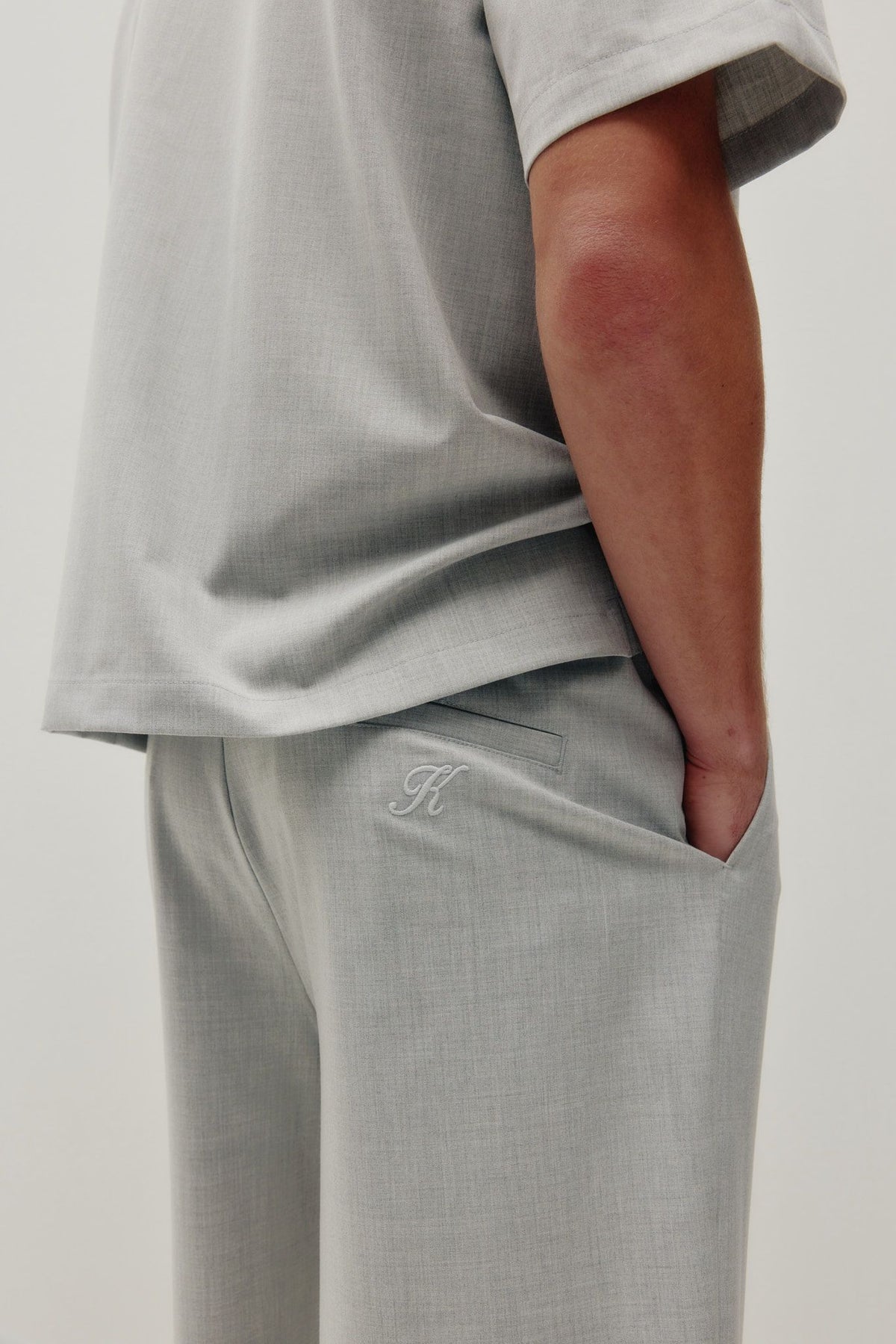 Double Pleated Shorts (Light Grey)