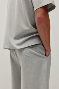 Double Pleated Shorts (Light Grey)
