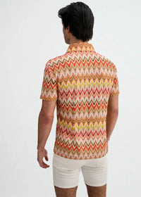 Open Knit Chevron Shirt (Camel/Rust)