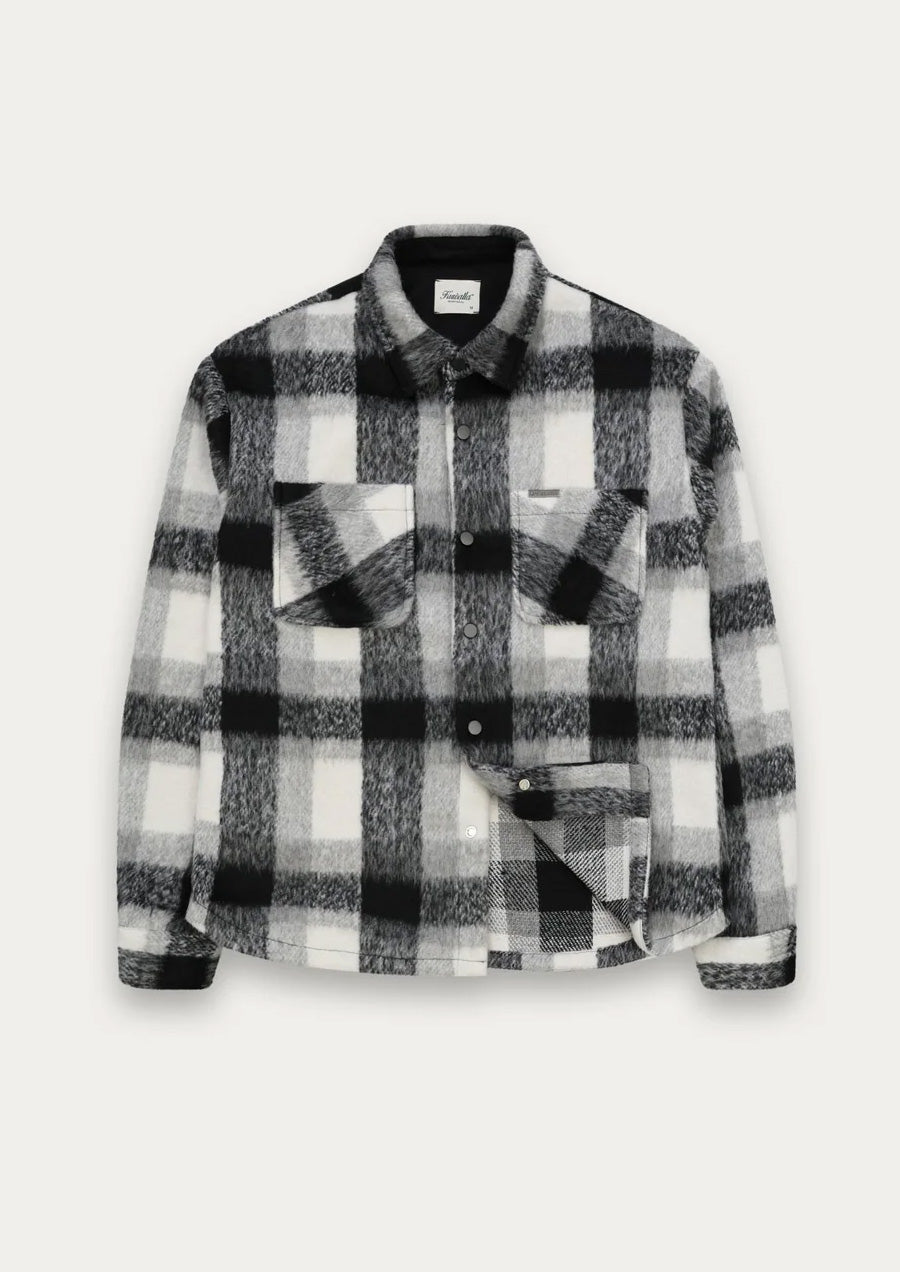 Snap Plaid Overshirt (Black)