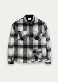 Snap Plaid Overshirt (Black)