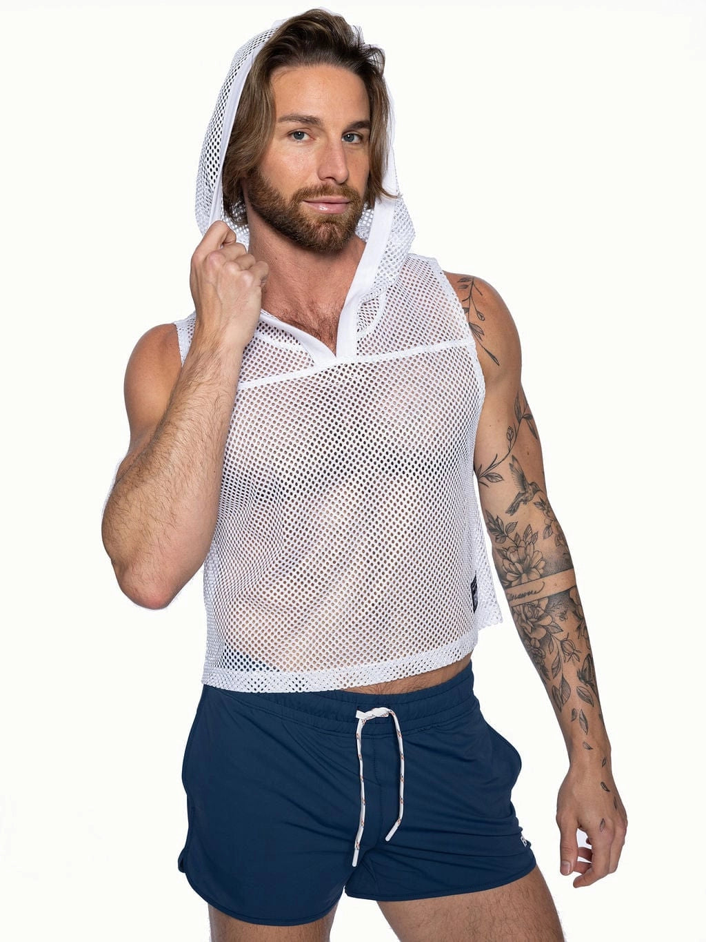Hooded Sleeveless Jersey (White)