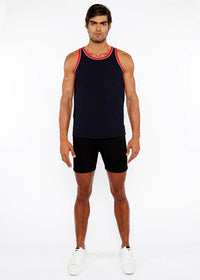 Rib Stretch Ringer Tank (Navy/Carmine)