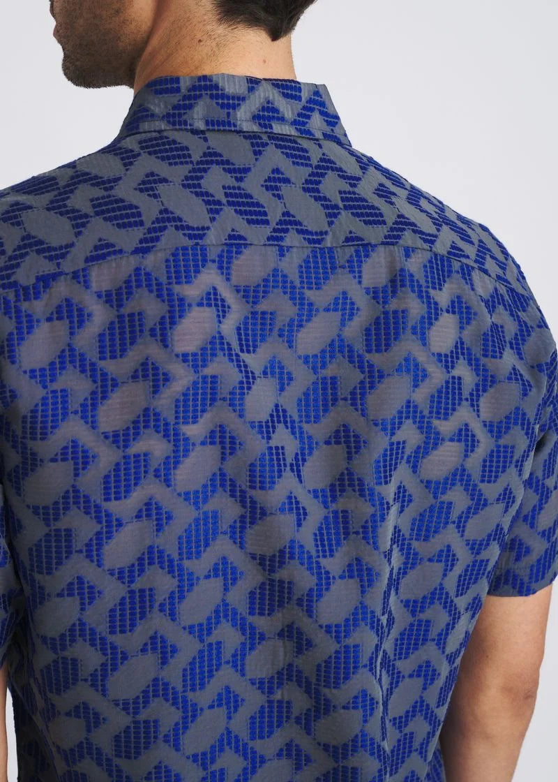 Lightweight Jacquard Shirt (Navy Rhombus)