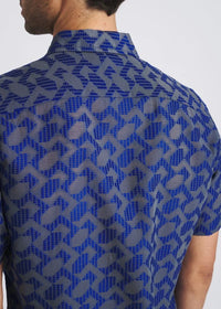 Lightweight Jacquard Shirt (Navy Rhombus)