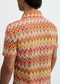 Open Knit Chevron Shirt (Camel/Rust)