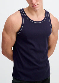 Cotton/Tencel Tank w/Fine Piping (Navy)