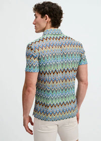 Open Knit Chevron Shirt (Cobalt/Sky)