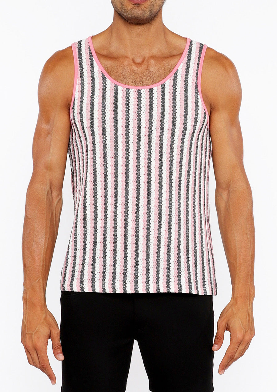 Open Knit Tank Top (Pink Gloss/Midnight)