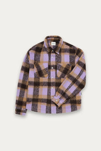 Snap Plaid Overshirt (Purple)