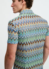 Open Knit Chevron Shirt (Cobalt/Sky)