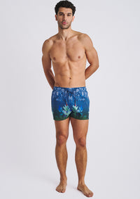 Printed Swim Shorts (Peacoat/Forest Leaves)