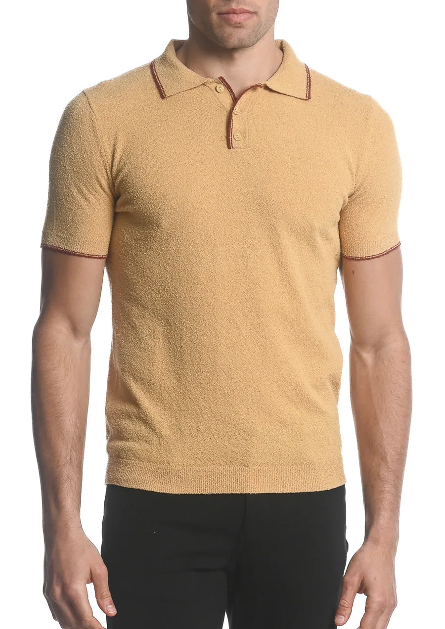 Boucle 3-Button Knit Polo (Dune Rust)