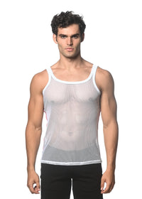 Mesh Tank w/ Side Tape (White)