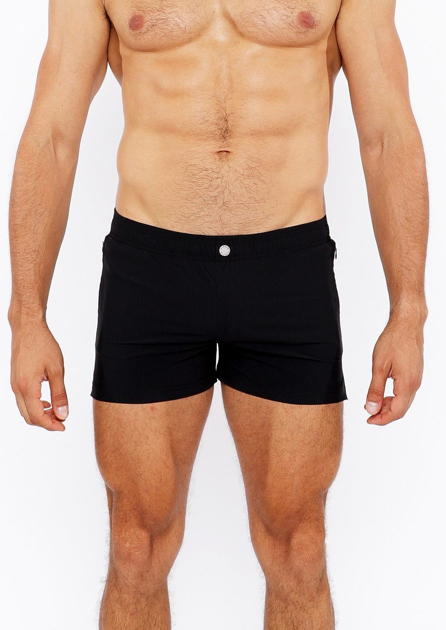 Pinstripe Swim Short (Black)