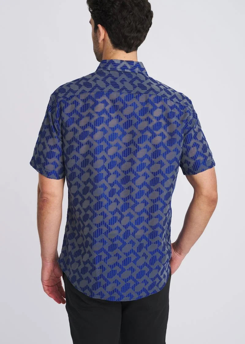 Lightweight Jacquard Shirt (Navy Rhombus)