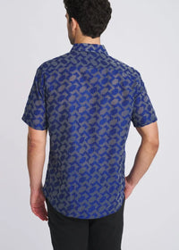 Lightweight Jacquard Shirt (Navy Rhombus)