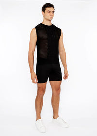 Pointelle Tux Open Knit Vest (Black)