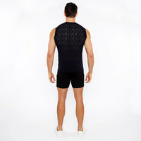 Open-Knit Diamond Vest (Navy)