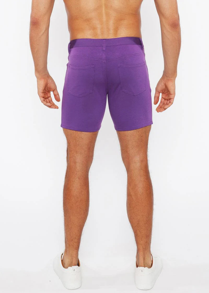 5" Stretch Knit Jean Short (Purple Taro)