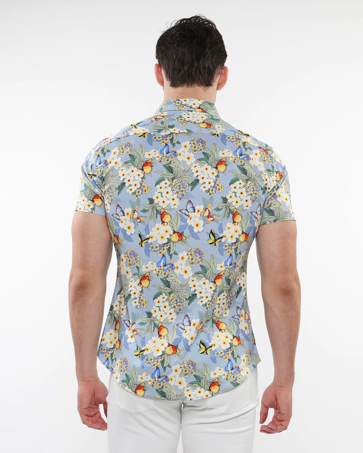 Knit Jersey Short Sleeve Shirt (Slate Yellow Blossoms)