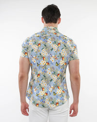 Knit Jersey Short Sleeve Shirt (Slate Yellow Blossoms)