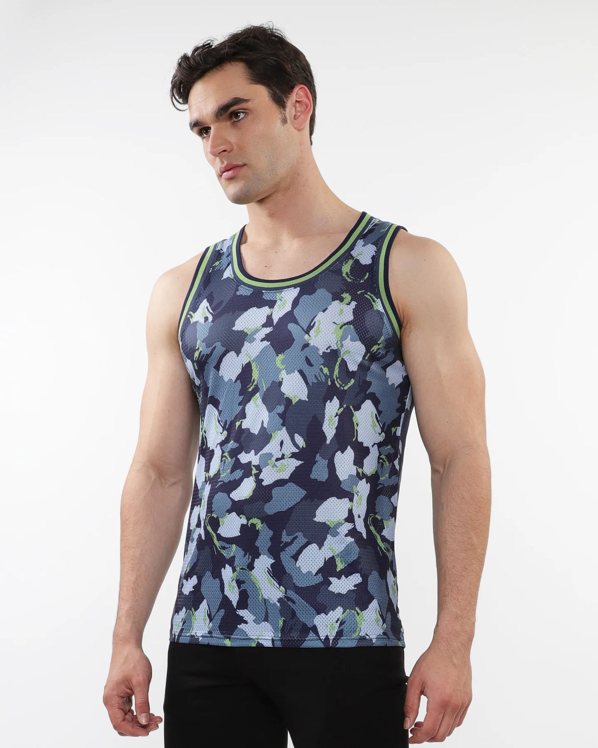 Printed Mesh Tank Top (Marine Camo)