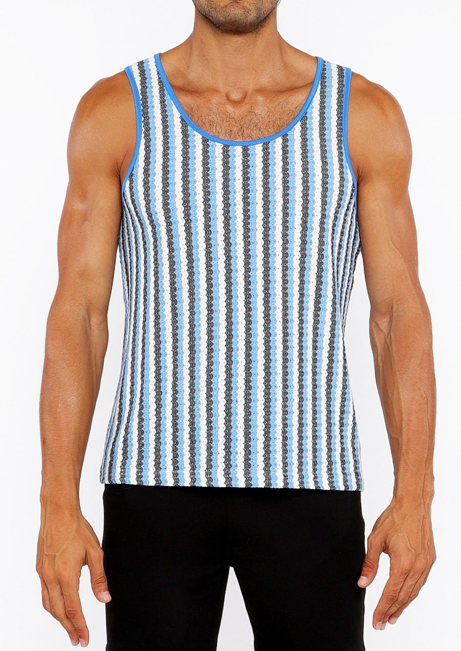 Aqua/Midnight Stripe Knit Tank Top
