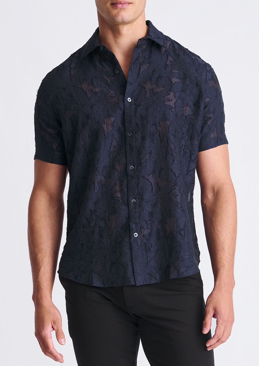 Lightweight Jacquard Shirt (Navy)