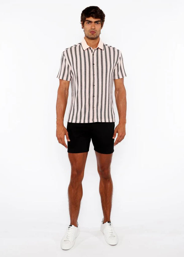 Open Knit Short Sleeve Shirt (Candy/Midnight)