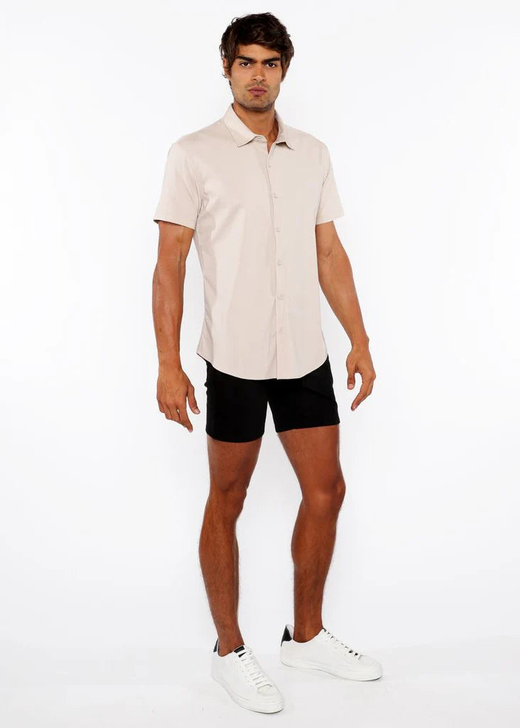Stretch Jersey Knit Shirt (Mushroom)