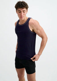 Cotton/Tencel Tank w/Fine Piping (Navy)