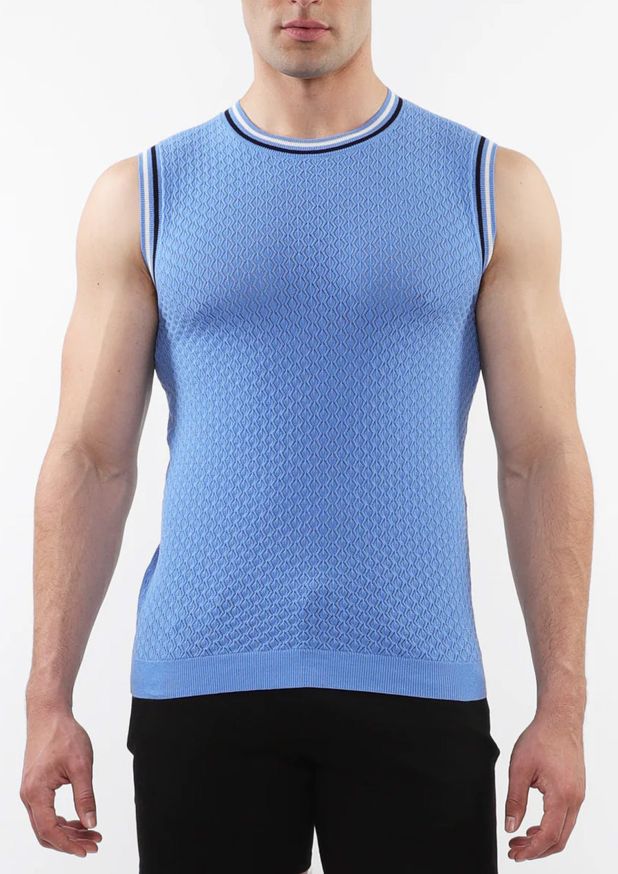 Open Mesh Knitted Vest (Blue)