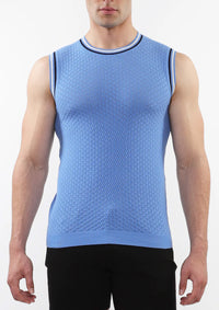 Open Mesh Knitted Vest (Blue)
