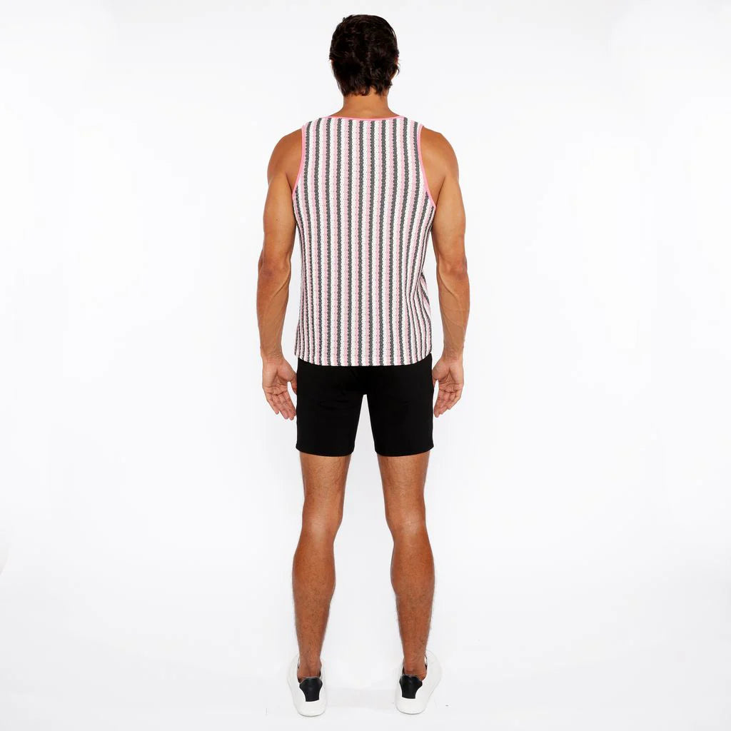 Open Knit Tank Top (Pink Gloss/Midnight)