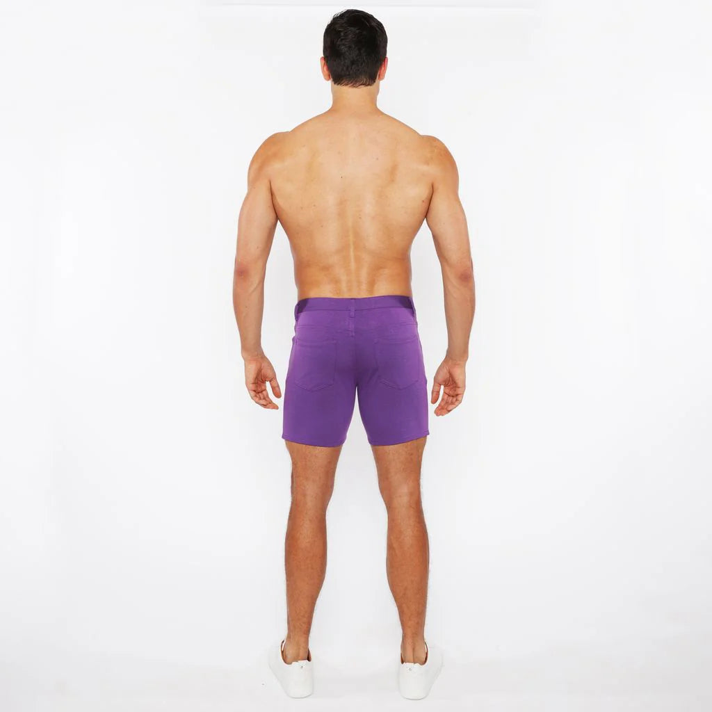 5" Stretch Knit Jean Short (Purple Taro)