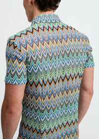 Open Knit Chevron Shirt (Cobalt/Sky)
