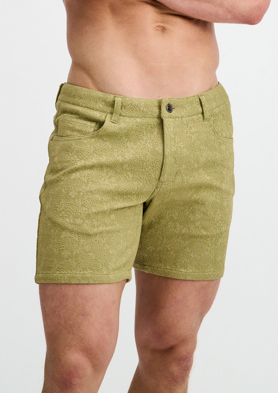 Jacquard Stretch Knit Shorts (Foam Green)