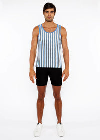 Aqua/Midnight Stripe Knit Tank Top