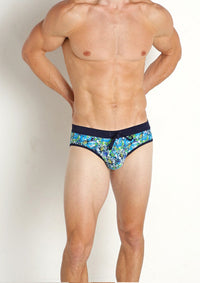 Freestyle Swim Brief w/Removable Cup (Teal Citrus Floral)