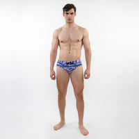 Printed Swim Brief (Cobalt Camo)