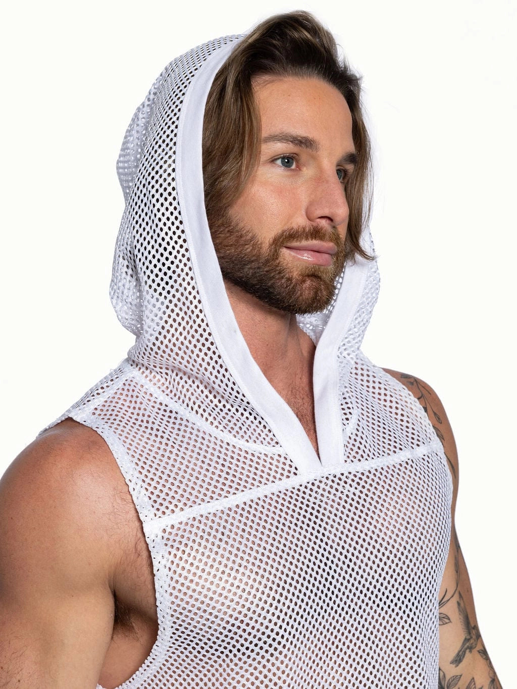 Hooded Sleeveless Jersey (White)