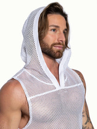 Hooded Sleeveless Jersey (White)
