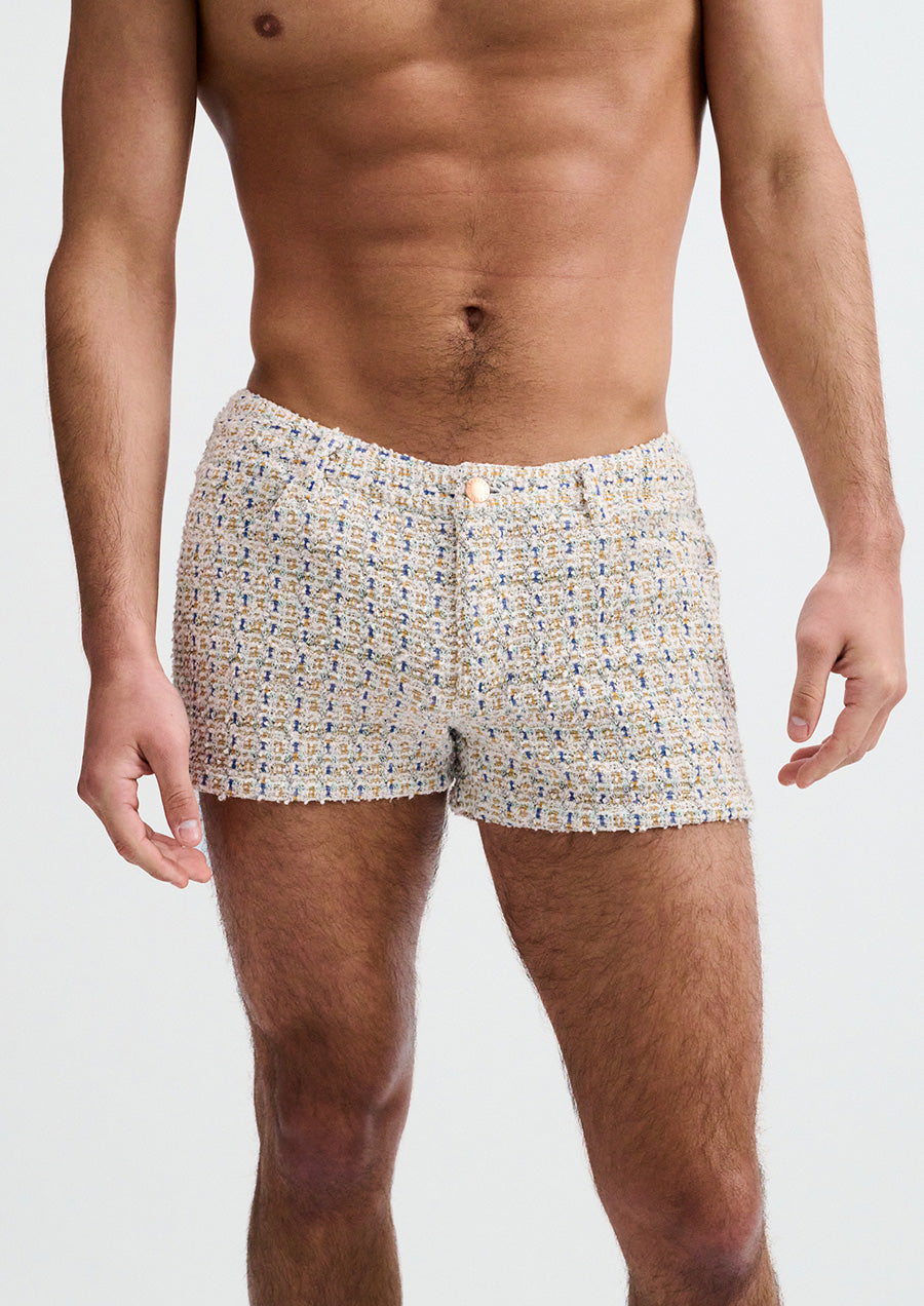 3" Tweed Look Jacquard Knit Shorts (Amber/Blue)